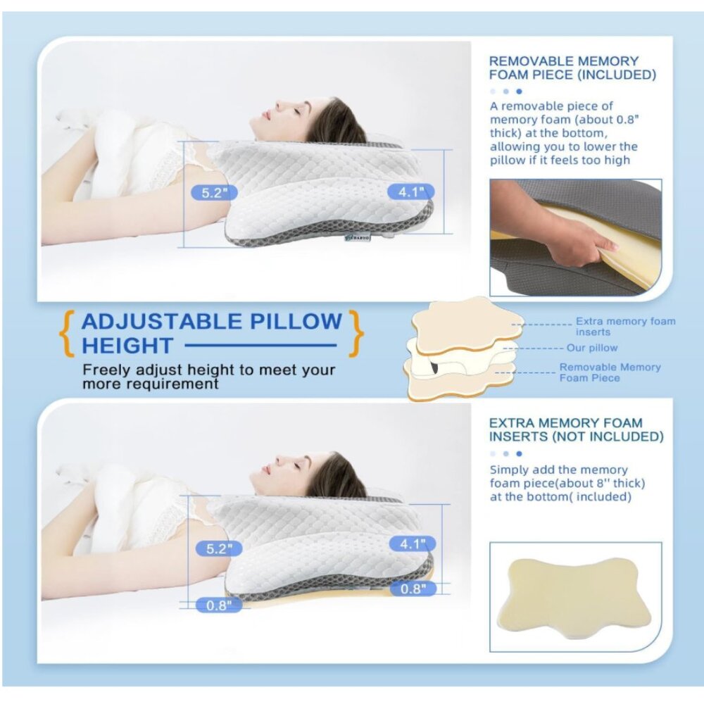 G328 Pain Relief Premium Memory Foam Cervical Pillow for Neck Support Queen Size - Picture 3 of 5